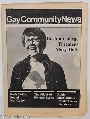 Image du vendeur pour GCN: Gay Community News; the gay weekly; vol. 6, #30, Feb. 24, 1979: Boston College Threatens Mary Daly [states Feb. 17 incorrectly] mis en vente par Bolerium Books Inc.