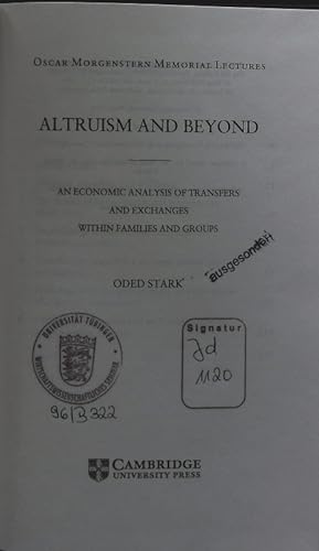 Immagine del venditore per Altruism and beyond. An economic analysis of transfers and exchanges within families and groups. venduto da Antiquariat Bookfarm