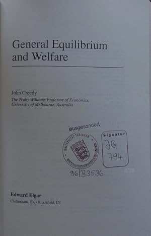 Bild des Verkufers fr General equilibrium and welfare. zum Verkauf von Antiquariat Bookfarm