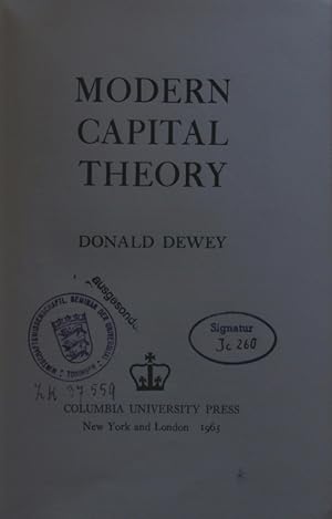 Image du vendeur pour Modern capital theory. mis en vente par Antiquariat Bookfarm