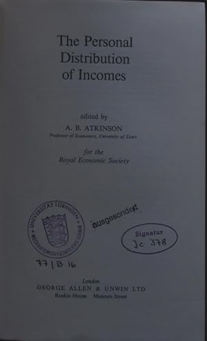 Bild des Verkufers fr The personal distribution of incomes. zum Verkauf von Antiquariat Bookfarm