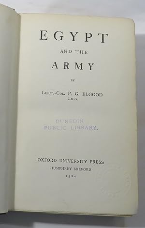 Seller image for Egypt and the Army for sale by Renaissance Books, ANZAAB / ILAB