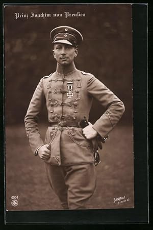 Bild des Verkufers fr Ansichtskarte Prinz Joachim von Preussen in Uniform mit Schirmmtze zum Verkauf von Bartko-Reher