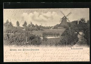 Ansichtskarte Hamburg-Ottensen, Landschaftspanorama mit der Rolandsmühle