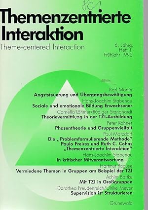 Bild des Verkufers fr Themenzentrierte Interaktion. 6. Jahrg., Heft 1, Frhjahr 1992. zum Verkauf von Fundus-Online GbR Borkert Schwarz Zerfa