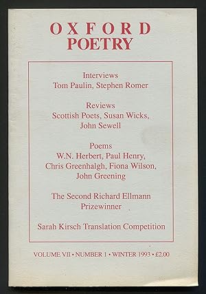 Imagen del vendedor de Oxford Poetry: Volume VII, No. 1, Winter 1993 a la venta por Between the Covers-Rare Books, Inc. ABAA