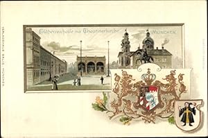 Präge Wappen Ansichtskarte / Postkarte München Bayern, Heldherrenhalle, Theatinerkirche