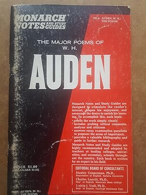 Image du vendeur pour Monarch Notes And Study Guide To The Major Poems of W. H. Auden mis en vente par Homeless Books