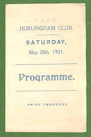 Hurlingham Club 1921 Polo Programme