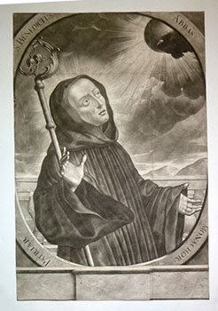Portrait of S. Benedictus, Abbas. First edition of the mezzotint, from an old Spanish collection ...