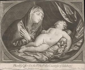 Bild des Verkufers fr Madonna with the sleeping Christ child. (Le Silence). Humbly offered to the Rt. Hon'ble., the Countess of Salisbury. First edition of the mezzotint, from an old Spanish collection of original Baroque engravings. zum Verkauf von Wittenborn Art Books