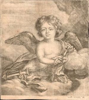 Portrait of young Lord James Beauclerk as Cupid, reclining on clouds, with arrow in left hand and...