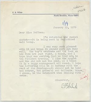 1970 American Writer E. B. White Writes That He is Pleased with Book Jacket Sketch