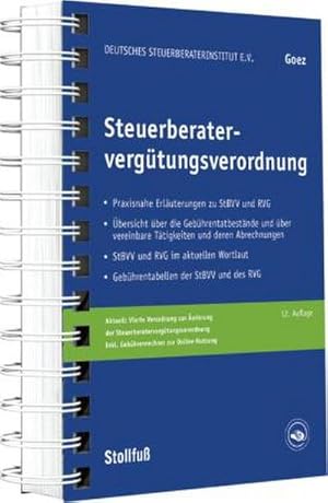 Bild des Verkufers fr Steuerberatervergtungsverordnung zum Verkauf von AHA-BUCH GmbH