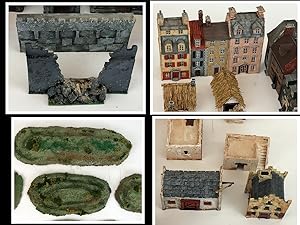 LARGE LOT OF MINIATURE WARGAME BUILDINGS, SCENERY, AND TERRAIN