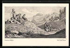 Bild des Verkufers fr Knstler-Ansichtskarte Ludwig Richter: Junge Frauen auf dem Berge zum Verkauf von Bartko-Reher