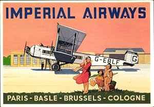 Künstler Ansichtskarte / Postkarte Ashford, Britisches Passagierflugzeug, Imperial Airways, Argos...
