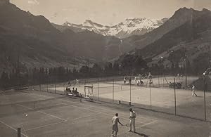 Adelboden Tennis Courts Match Antique Switzerland Postcard