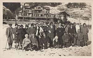 Adelboden HAND SIGNED 1920s Hotel Ski Trip Hotel Switzerland Postcard