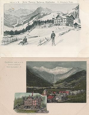 Hotel Bellevue Adelboden Switzerland 2x Old Advertising Postcard s