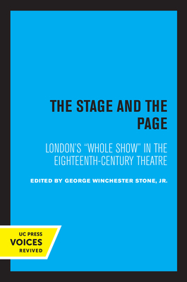 Immagine del venditore per The Stage and the Page: London's Whole Show in the Eighteenth-Century Theatrevolume 6 (Paperback or Softback) venduto da BargainBookStores