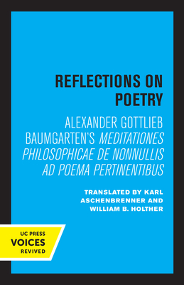 Imagen del vendedor de Reflections on Poetry: Meditationes Philosophicae de Nonnullis Ad Poema Pertinentibus (Paperback or Softback) a la venta por BargainBookStores