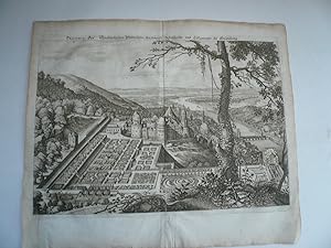 Heidelberg, Schloß, Merian anno 1650, auf dem vollen Doppelblatt, selten Merian, Matthäus. Prospe...