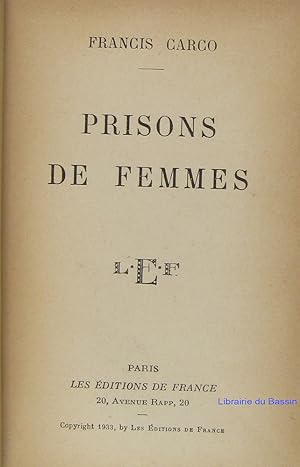 Image du vendeur pour Prisons de femmes mis en vente par Librairie du Bassin