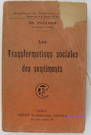 Imagen del vendedor de Les transformations sociales des sentiments a la venta por Librairie du Bassin