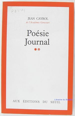 Image du vendeur pour Posie Journal, Tome 2 1975-1976 mis en vente par Librairie du Bassin