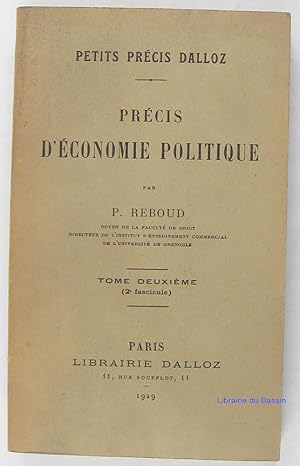 Seller image for Prcis d'conomie politique, Tome Deuxime (2e fascicule) for sale by Librairie du Bassin