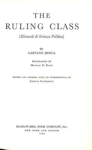 Seller image for The Ruling Class Elementi di Scienza Politica for sale by WeBuyBooks