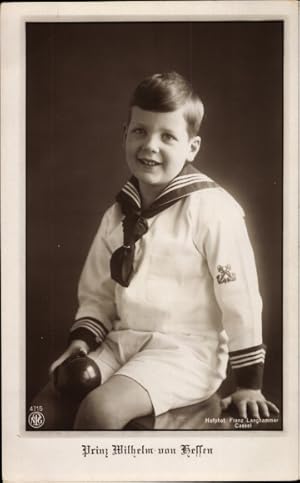 Ansichtskarte / Postkarte Prinz Wilhelm von Hessen, Portrait als Junge, Matrosenhemd, Exerzierkra...