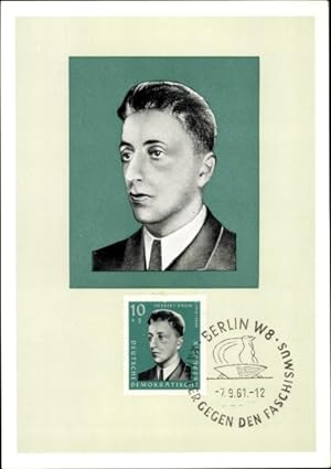 Maximum Ansichtskarte / Postkarte Herbert Baum, Kämpfer gegen den Faschismus, Stempel Berlin 1961