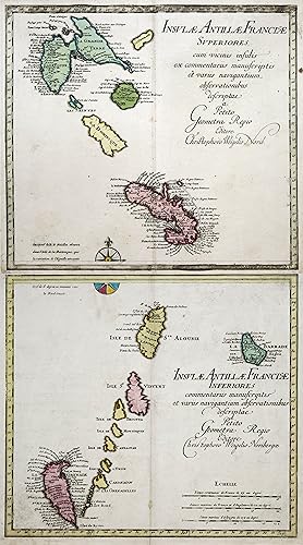 Bild des Verkufers fr Kupferstich- Karte, v. 2 Platten b. Chr. Weigel, "Insulae Antillae Francicae Superiores" und ". Inferiores". zum Verkauf von Antiquariat Clemens Paulusch GmbH