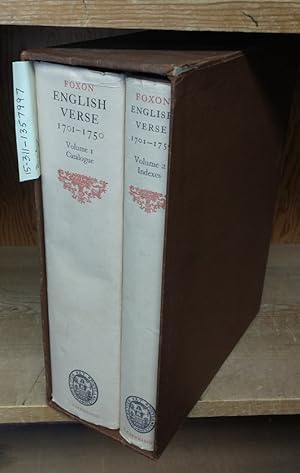 ENGLISH VERSE 1701-1750 : A CATALOGUE OF SEPARATELY PRINTED POEMS WITH NOTES ON CONTEMPORARY COLL...