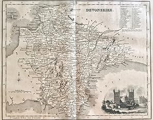 ORIGINAL 19th CENTURY MAP OF DEVONSHIRE