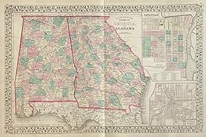 County Map of the States of Georgia and Alabama