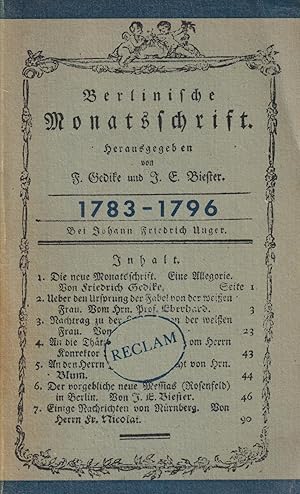 Image du vendeur pour RUB 1121: Berlinische Monatsschrift (1783-1796) Auswahl mis en vente par Leipziger Antiquariat