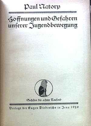 Bild des Verkufers fr Hoffnungen und Gefahren unserer Jugendbewegung. Die Tat / Tat-Flugschriften ; 36 zum Verkauf von books4less (Versandantiquariat Petra Gros GmbH & Co. KG)