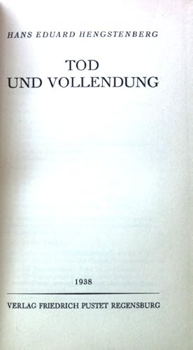 Bild des Verkufers fr Tod und Vollendung. zum Verkauf von books4less (Versandantiquariat Petra Gros GmbH & Co. KG)