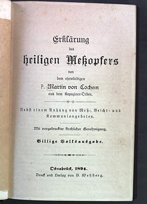 Image du vendeur pour Erklrung der heiligen Meopfers. mis en vente par books4less (Versandantiquariat Petra Gros GmbH & Co. KG)