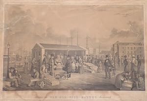 orig. Lithographie Scene of the Old Fish Market Greenock