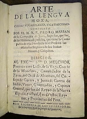 Image du vendeur pour Sole work on the language of the Moxo Indians of Upper Peru mis en vente par Hnersdorff Rare Books ABA ILAB