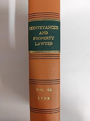 Imagen del vendedor de The Conveyancer And Property Lawyer Vol 63 a la venta por Cambridge Rare Books