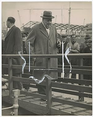 WINSTON HOME - An original press photograph of Winston S. Churchill at Southampton on 7 April 194...