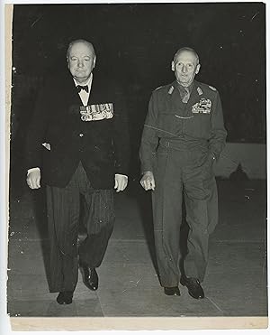 EL ALAMEIN RE-UNION AT THE EMPRESS HALL - An original press photograph of Winston S. Churchill an...