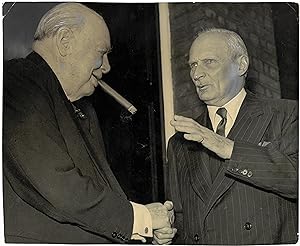 I WON'T BREATHE A WORD - An original press photograph of Sir Winston S. Churchill with Field Mars...