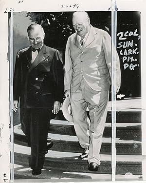An original press photograph of U.S. President Harry S. Truman and British Prime Minister Winston...