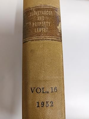 Immagine del venditore per The Conveyancer And Property Lawyer Volume 16 (New Series) venduto da Cambridge Rare Books
